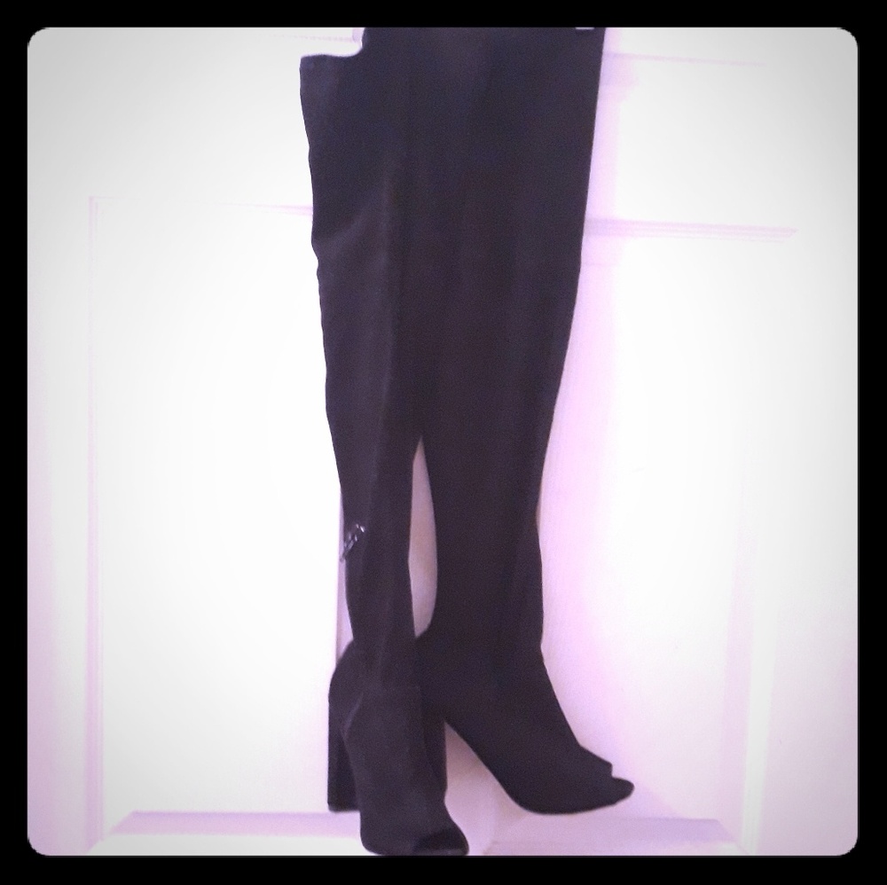 Black thigh high boots
